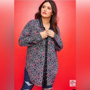 Betsey Johnson X Torrid Georgette Floral Skulls Blouse Size XL